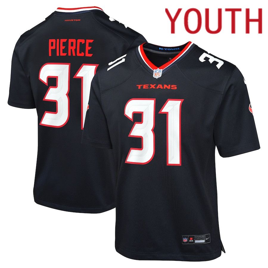 Youth Houston Texans #31 Dameon Pierce Nike Navy Game NFL Jersey->youth nfl jersey->Youth Jersey